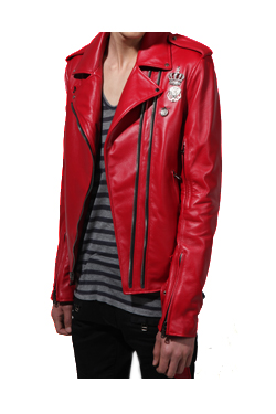 11SS RED PUNK LEATHER RIDERS