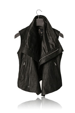 WOMAN BLACK RICKDESTROYED LEATHER VEST